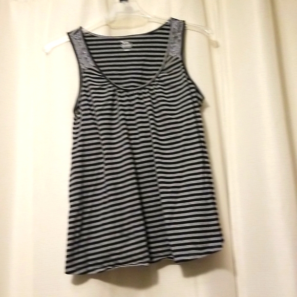 Motherhood maternity Breastfeeding PJ top gray and black stripe - size medium - Picture 2 of 6